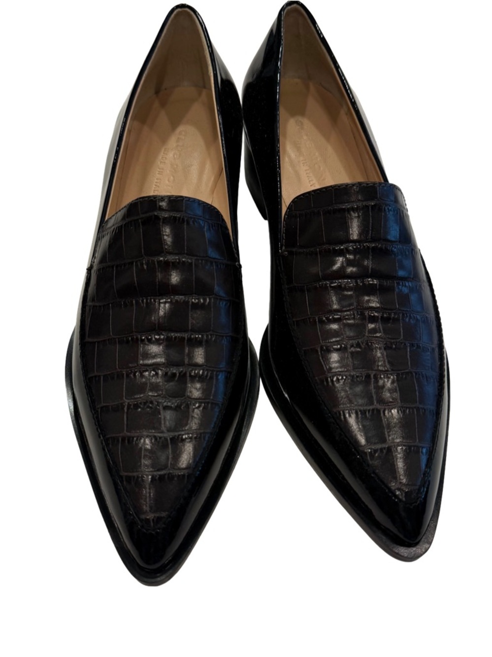 Club Monaco Women’s Alexia Loafers, Black Croc Embossed Leather Sz 8 New In Box